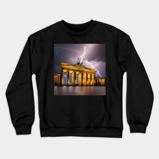 Iconic World Landmarks During A Thunderstorm: Brandenburg Gate Berlin Crewneck Sweatshirt